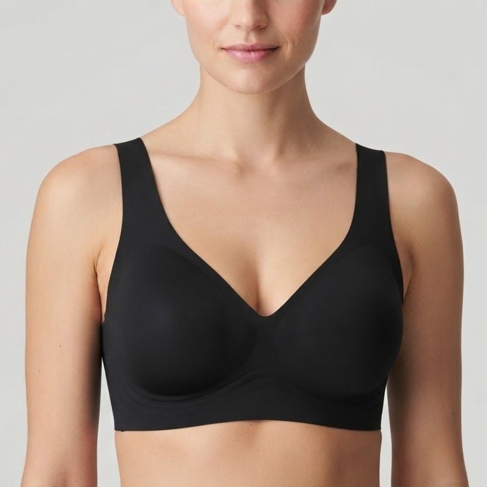 Buffalo David Bitton Wireless Bra Large Black Seamless Comfort Everyday T-Shirt